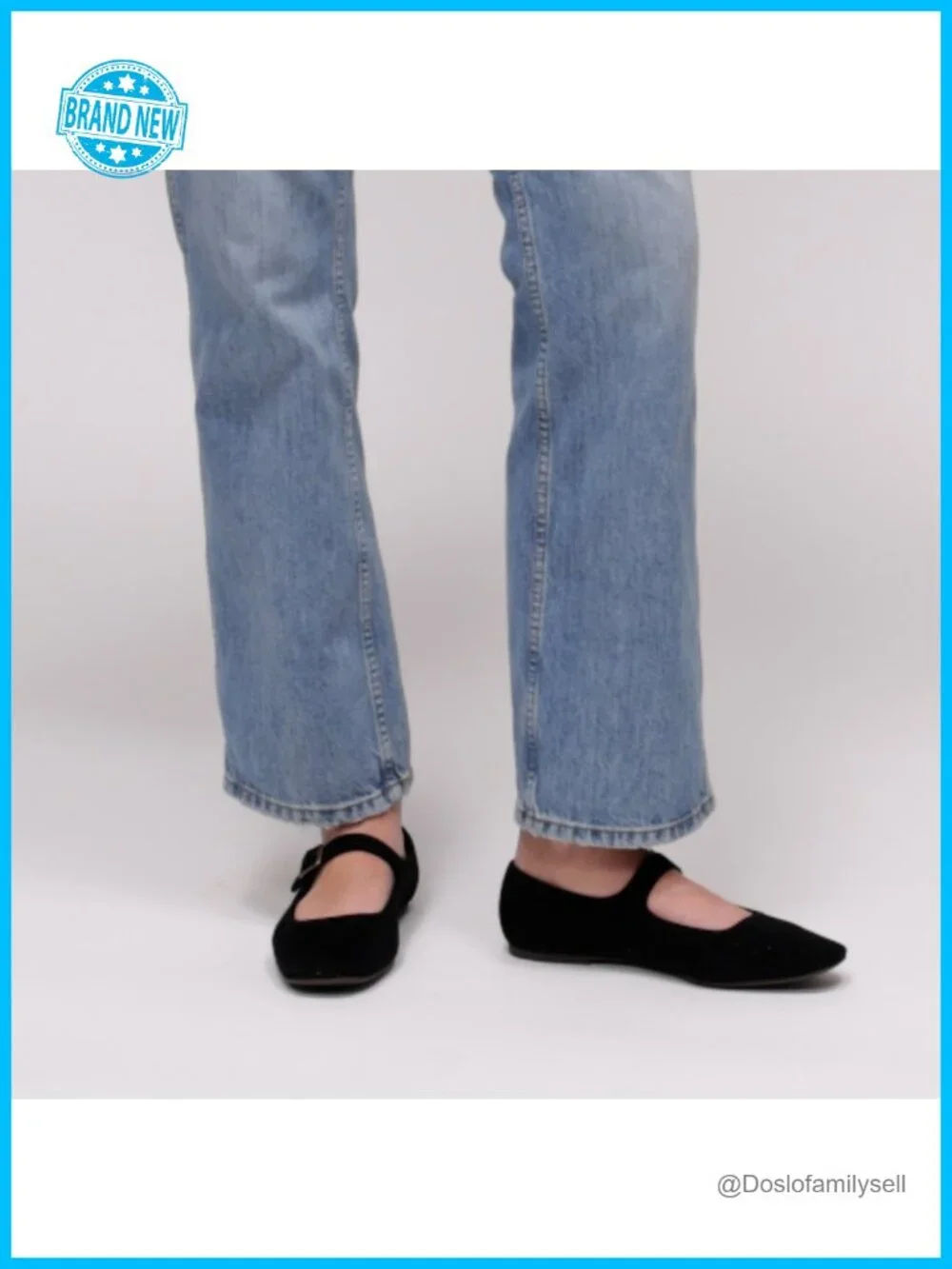 Perforated Suede Mary Jane Flats with Buckle Closure